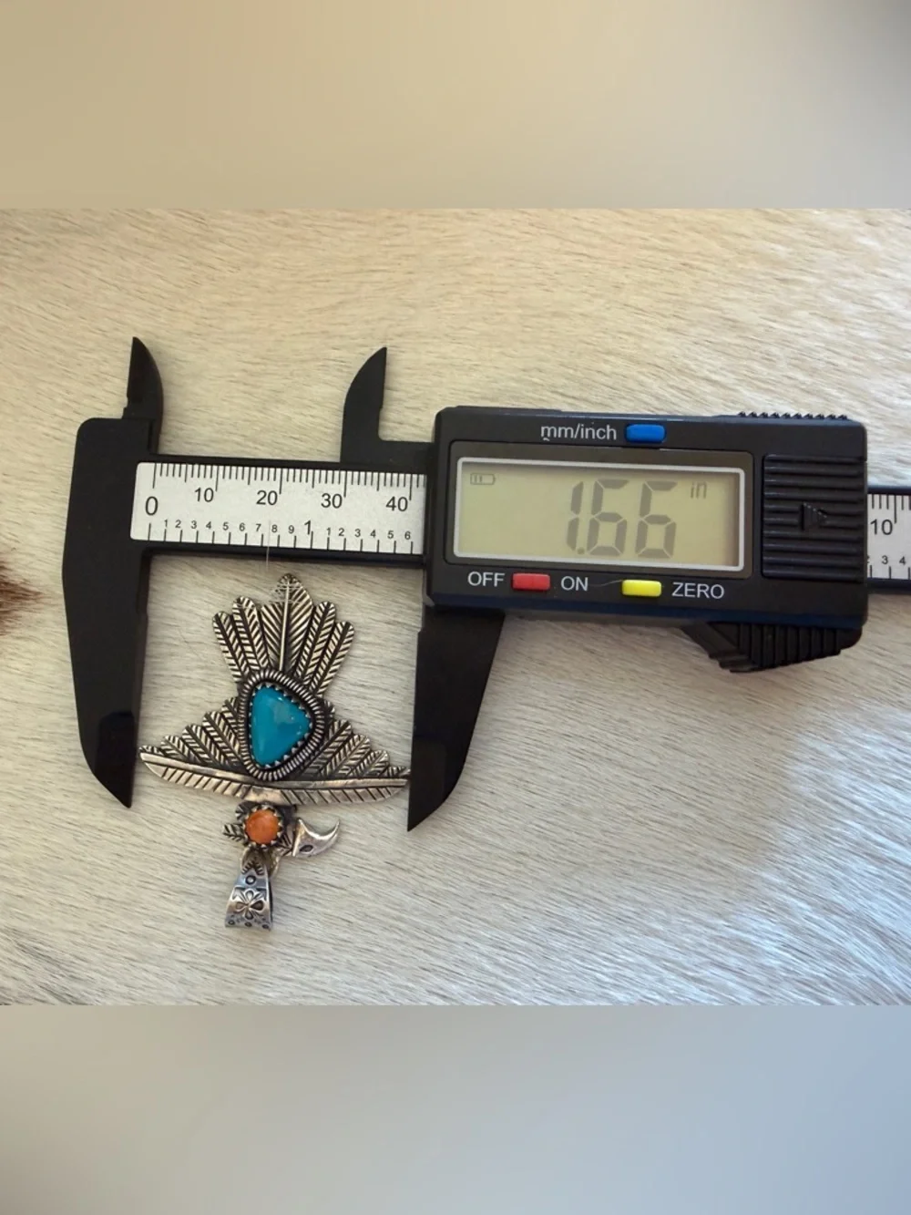 ❤️ Kingman Turquoise Spiny Oyster Thunderbird Navajo Sterling Statement Pendant